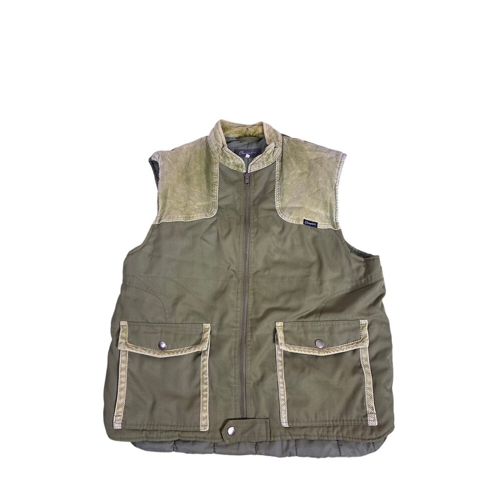 Vintage Champion Equestrian Utility Vest Green Corduroy Unisex Medium Workwear